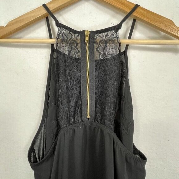 Maurices Black Sheer Beaded And Lace Back Zip Sleeveless Blouse Size Med - Picture 4 of 7